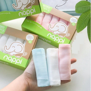 Khăn sữa Nappi chấm bi viền hồng