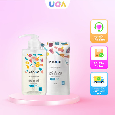 Nước rửa bình Atono2 đậm đặc thuần chay cho bé - Không mùi - 480g (Chai)