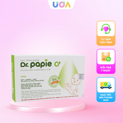 Gạc rơ lưỡi Dr.papie xỏ ngón - Trắng - 30 gói/hộp vệ sinh răng miệng, lưỡi và nướu cho bé