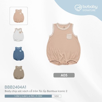 Bubaby - Body chip sát nách cổ tròn Túi ốp Bambus Iconic 2 Bubaby - BDY273029