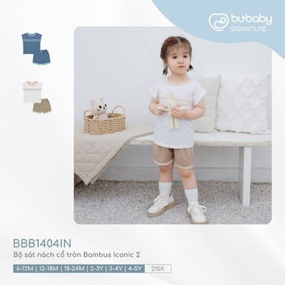 Bộ sát nách cổ tròn Bambus Iconic 2 04IN - Bubaby
