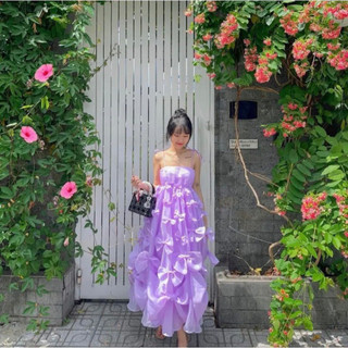 SIÊU PHẨM ĐẦM MAXI TƠ LỤA CAO CẤP ĐÍNH NƠ CỰC SANG CHẢNH CUỐN HÚT