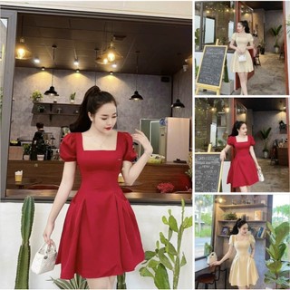 Váy Đầm Xòe Tay Phồng ( Có Mút) Kèm Ảnh Thật