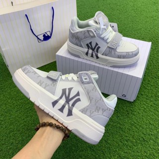 Giày_MLB Chunky Liner Mid Ny xám, Giày Thể Thao MLB Chunky Liner Mid Ny xám quai dán cổ cao