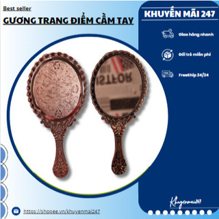 【MỚI】 ( GƯƠNG HOÀNG GIA TAY CẦM CỔ ĐIỂN - OVAL ) Chạm khắc cổ điển 【KM247】