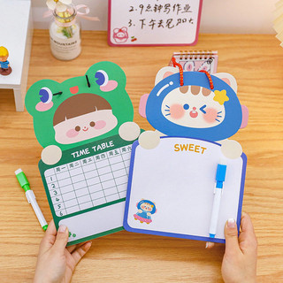 BẢNG BÌA CỨNG GIẤY 2 MẶT KÈM BÚT LÔNG- Viết Vẽ Xoá Được 2 Mặt Họa Tiết Thú Dễ Thương Tặng Bút Dạ Dây Treo 【KM】