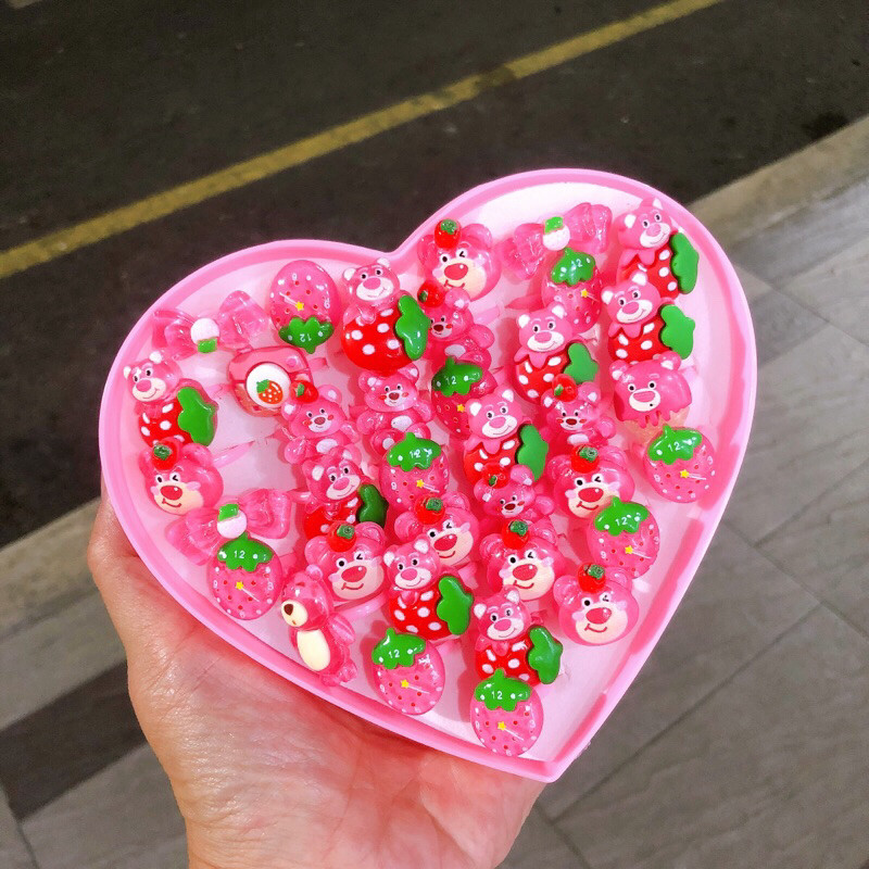 NHẪN NHỰA CHO BÉ GẤU DÂU LOTSO 【nhẫn gấu dâu】