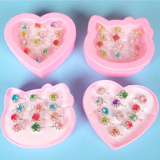  Hộp 12 chiếc nhẫn xinh xắn cho bé đẹp mắt 【HỘP NHẪN HỒNG  