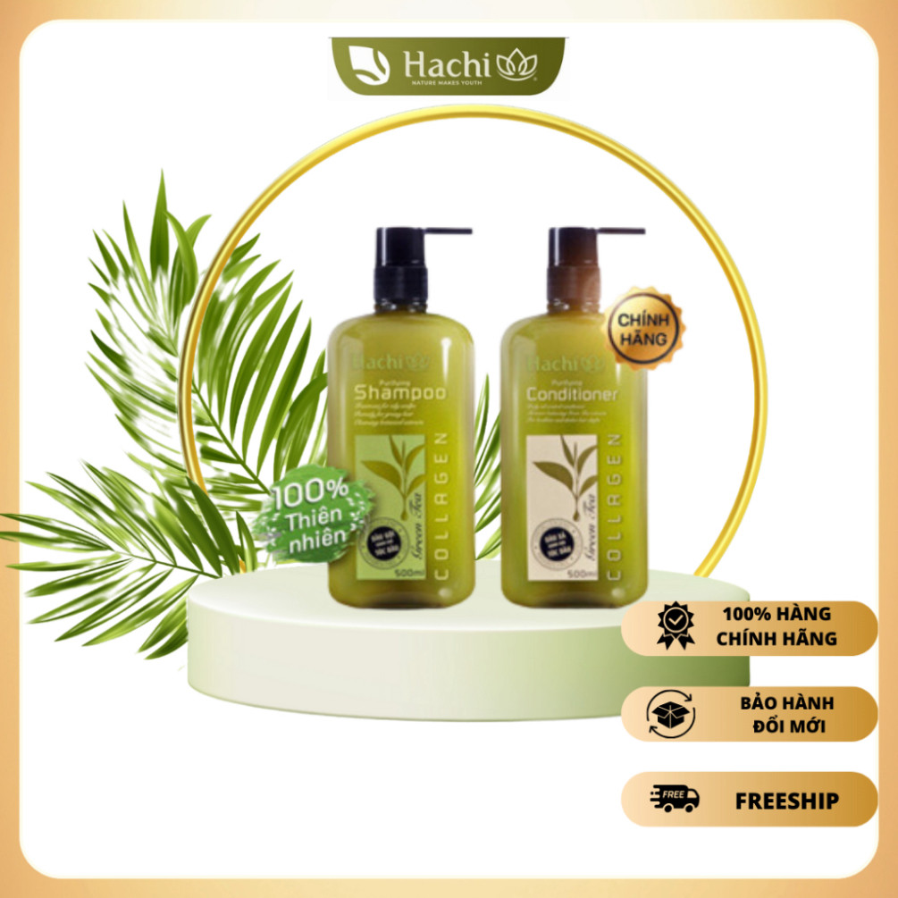 Dầu gội xả chiết xuất trà xanh dành cho tóc dầu giảm dầu bết HACHI Purifying 350,500,800ml