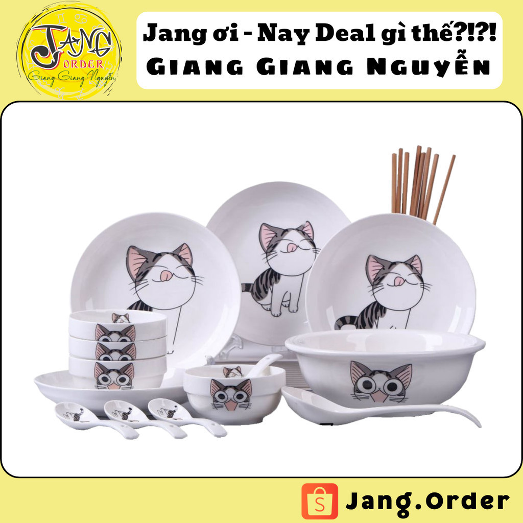 Bộ 18 món set bát - đũa - đĩa - muôi dễ thương