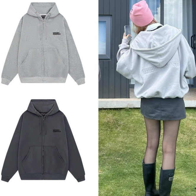 ZIP HOODIE BOXY WHOSECOMPANY- Áo khoác ZIP dây kéo dập nổi