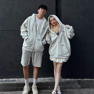 Áo Hoodie Zip Thêu NQ30 AM Form Rộng Nam Nữ Unisex