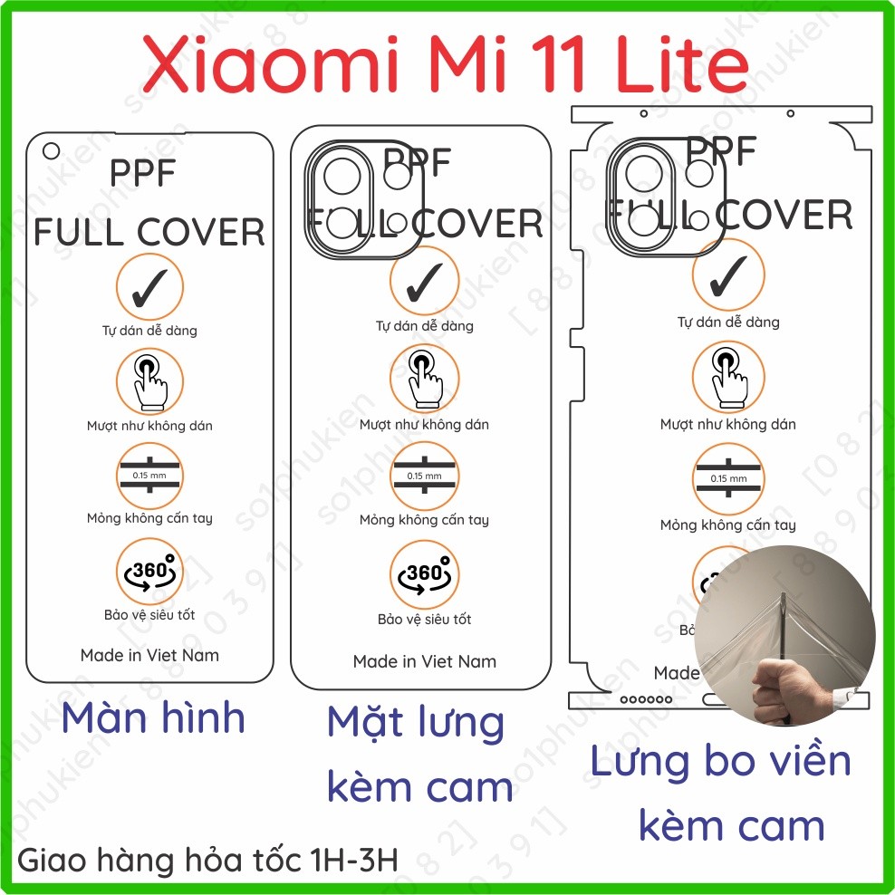 Dán PPF Xiaomi Mi 11 Lite 4G / Mi 11 Lite 5G / Mi 11 lite 5G NE loại trong, nhám dành cho màn hình, 