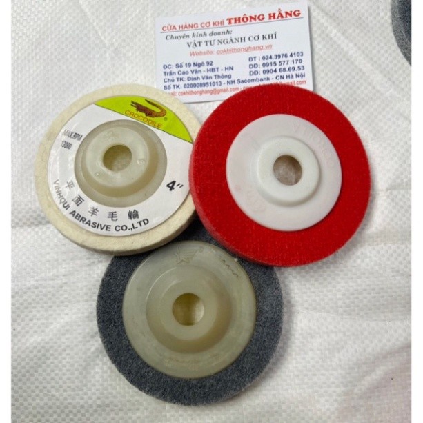 (set 10 cái) Nỉ đánh bóng phi 100mm ( nỉ đỏ - xám - trắng)