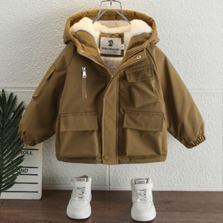   11-45KG  Áo Khoác Gió Lót Lông Cho Bé Trai Và Gái Vải Trắng Bạc Cản Gió Chống Nước Giữ Ấm Cơ Thể 