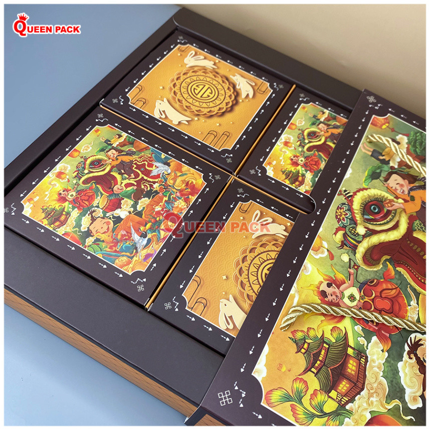 Hộp Đựng Bánh Trung Thu Bách Hợp/ Bạch Dương/ Cúc Đông Các Queen Pack Loại 2 Và 4 Bánh Dùng Biếu Tặn