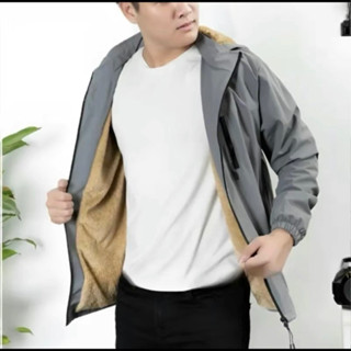 Áo khoác gió lót lông 3 KHÓA IN NGỰC nam nữ, vải nano tráng bạc trượt nước, cản bụi, cản gió,có mũ tháo rời