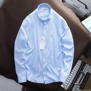 Áo sơ mi tay dài Không Túi GIẤU NÚT LCST LOGO THÊU VẢI COTTON LỤA HIẾM 6 MÀU siêu sang hàng xuất xịn