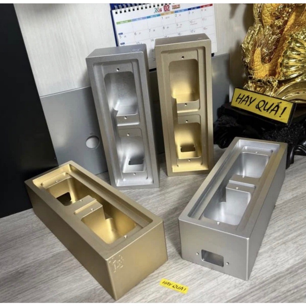 (H70) Hộp ổ cắm điện đôi rỗng Dũng Audio -  Nhôm nguyên khối CNC