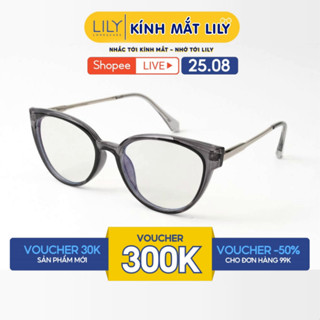 Gọng kính mắt mèo LILY EYE WEAR gọng chất liệu nhựa phối kim loại cao cấp kiểu dáng hiện đại màu sắc thời trang 2930KOR
