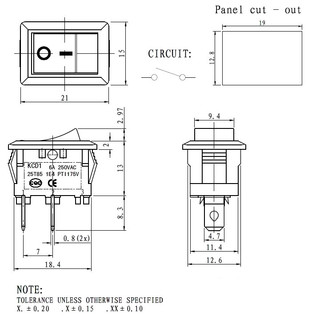 Công tắc bập bênh 6A 250V KCD101