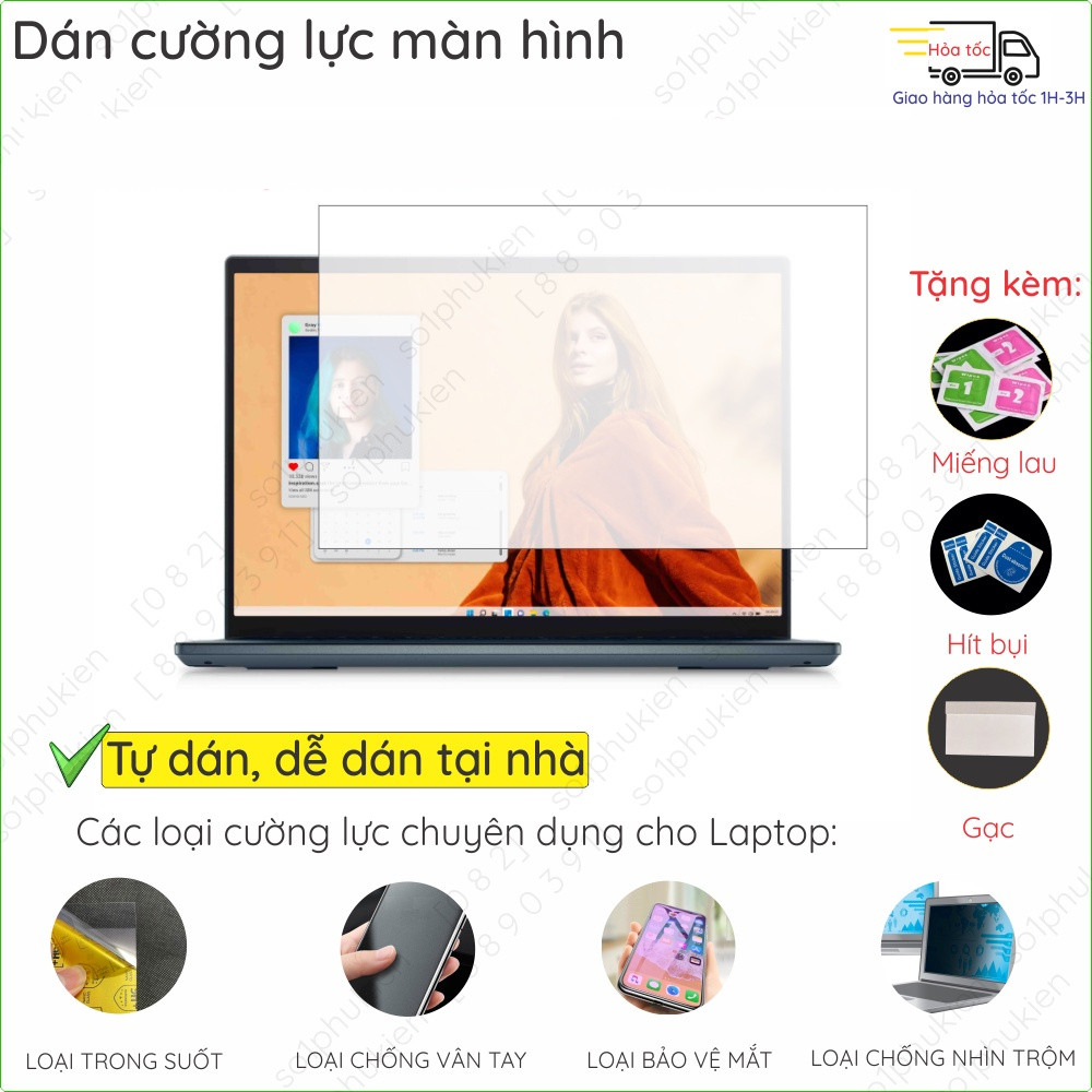 Dán màn hình cường lực Dell Inspiron 14 7400/ Plus 7420 7440 7441 nano dẻo siêu mỏng trong suốt, nhá