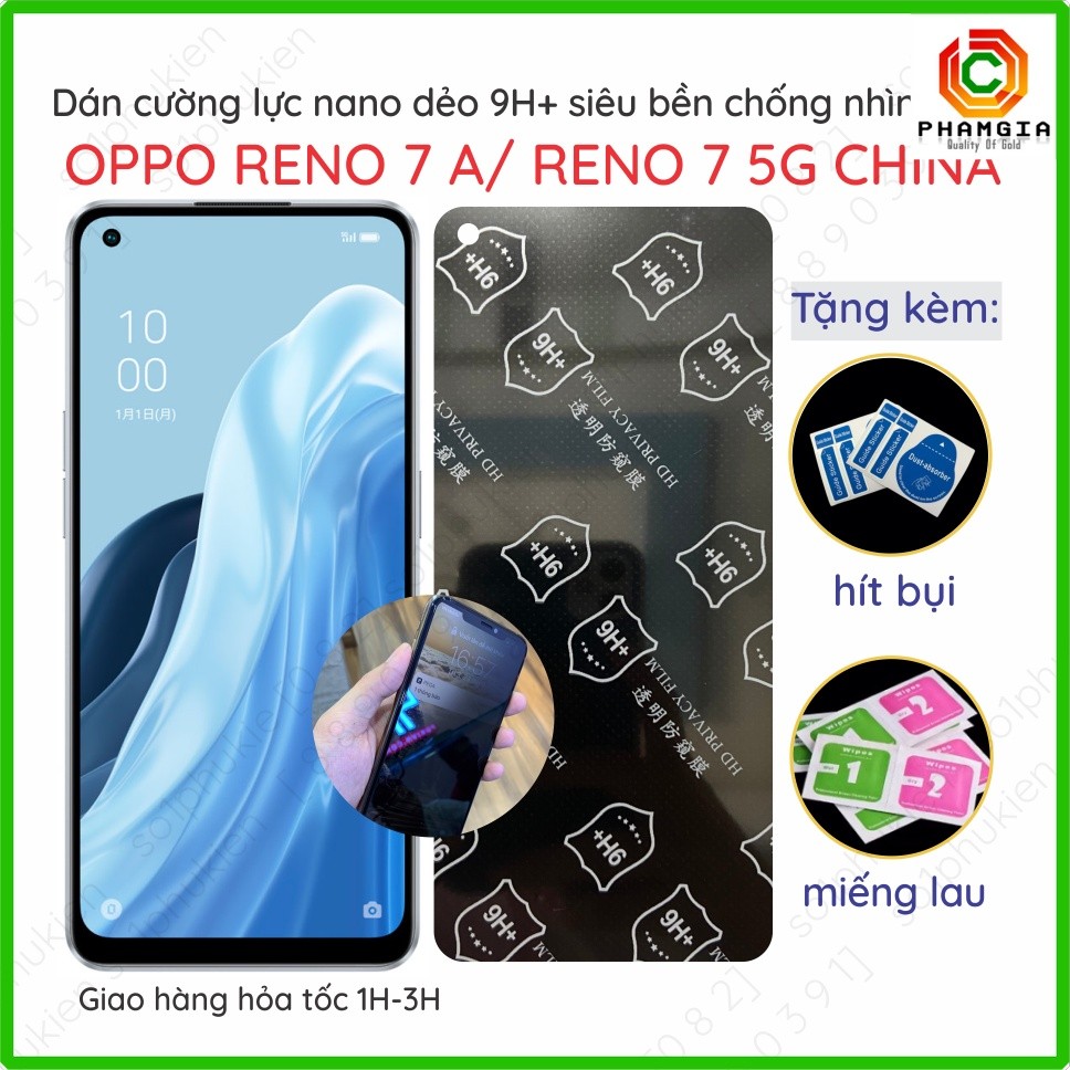 Dán cường lực chống nhìn trộm Oppo Reno 7A / 9A (Reno7 A / 9 A) Japan / Reno 7 5G CHINA nano chống b