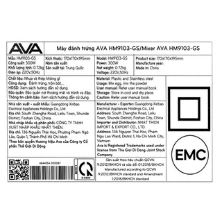 Máy đánh trứng AVA HM9103-GS
