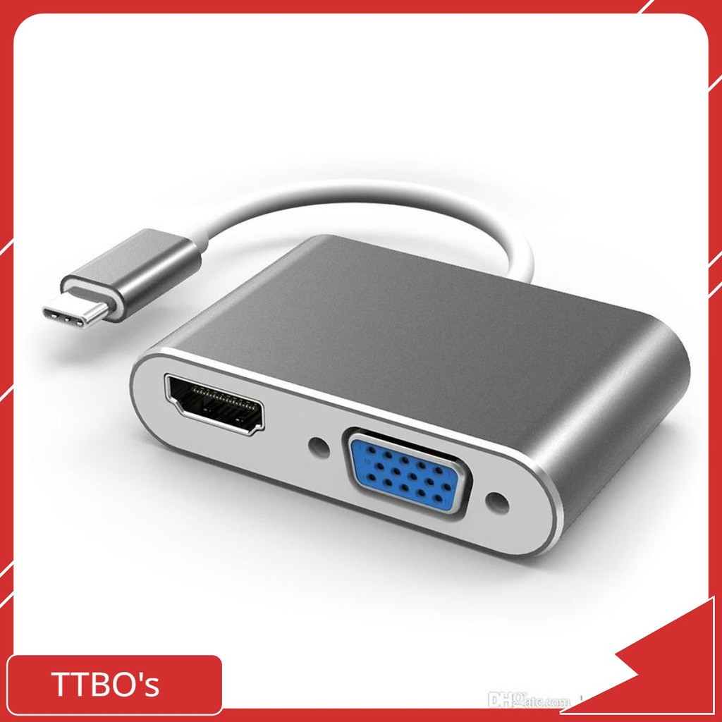 Cáp Chuyển Usb Type-C to HDMI + VGA 4k ARIGATO Đảm Bảo Chất Lượng TTBO's