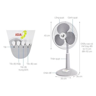 [Mã ELHA22 giảm 6% đơn 300K] Quạt lửng Asia A16019-XV0