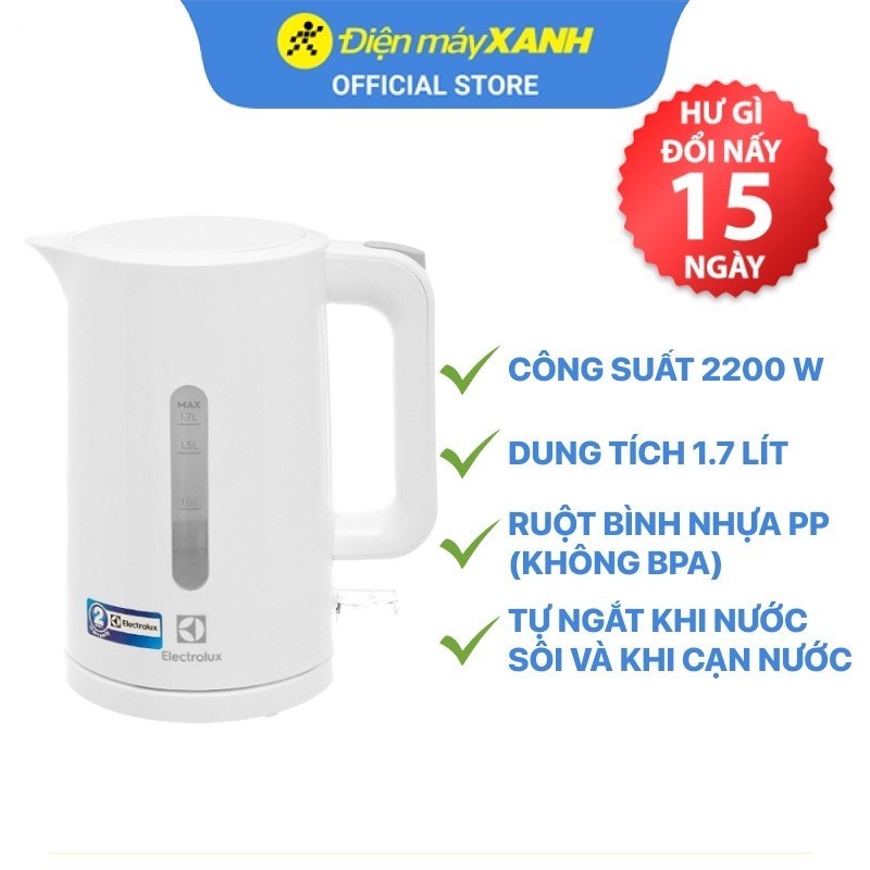 Bình đun siêu tốc Electrolux 1.7 lít E2EK1-100W