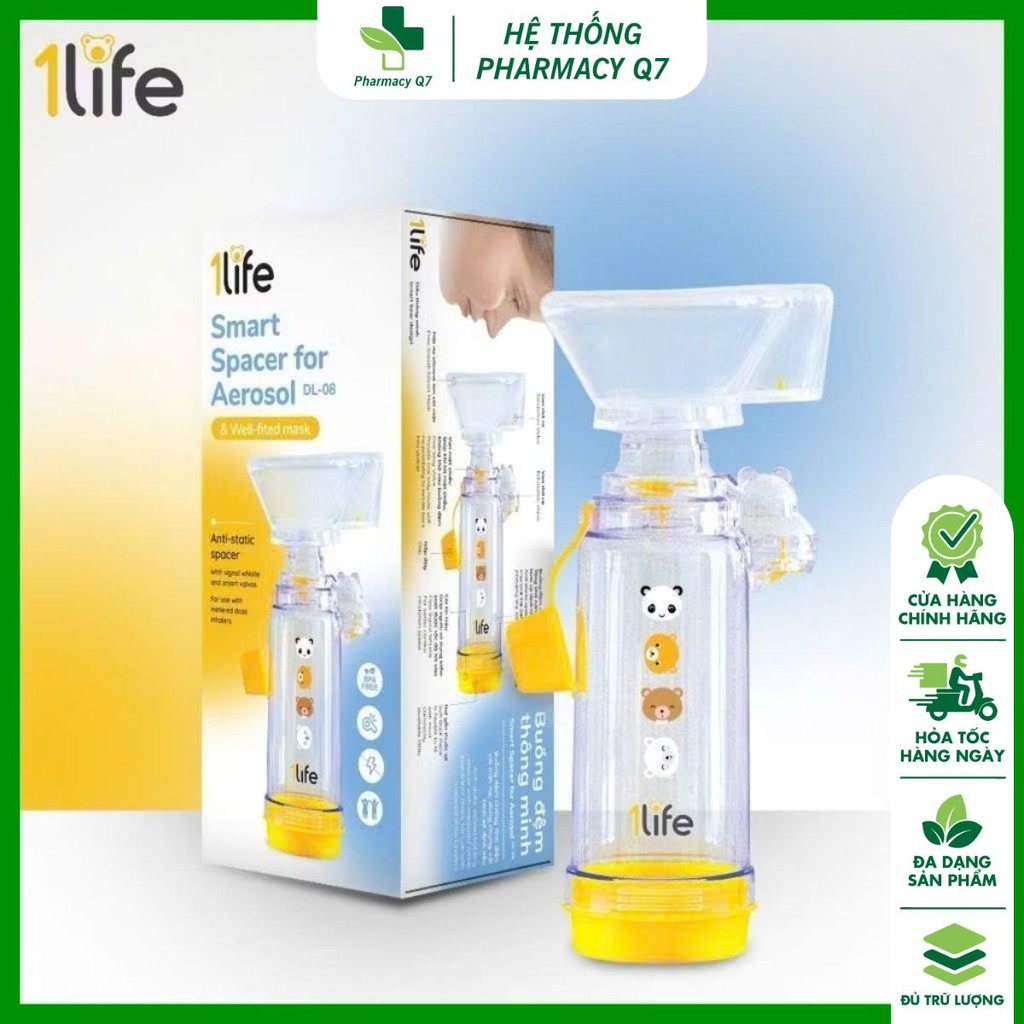 Buồng đệm Thông minh & Mặt nạ 1Life Smart Spacer for Aerosol BABYHALER BABY HALER CHO TRẺ EM