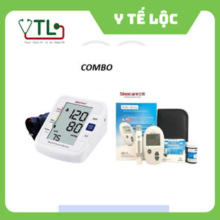 ( Quà tặng sức khỏe ) Combo máy đo huyết áp Sinoheart và máy đường Sinocare ( kèm 25que kim)