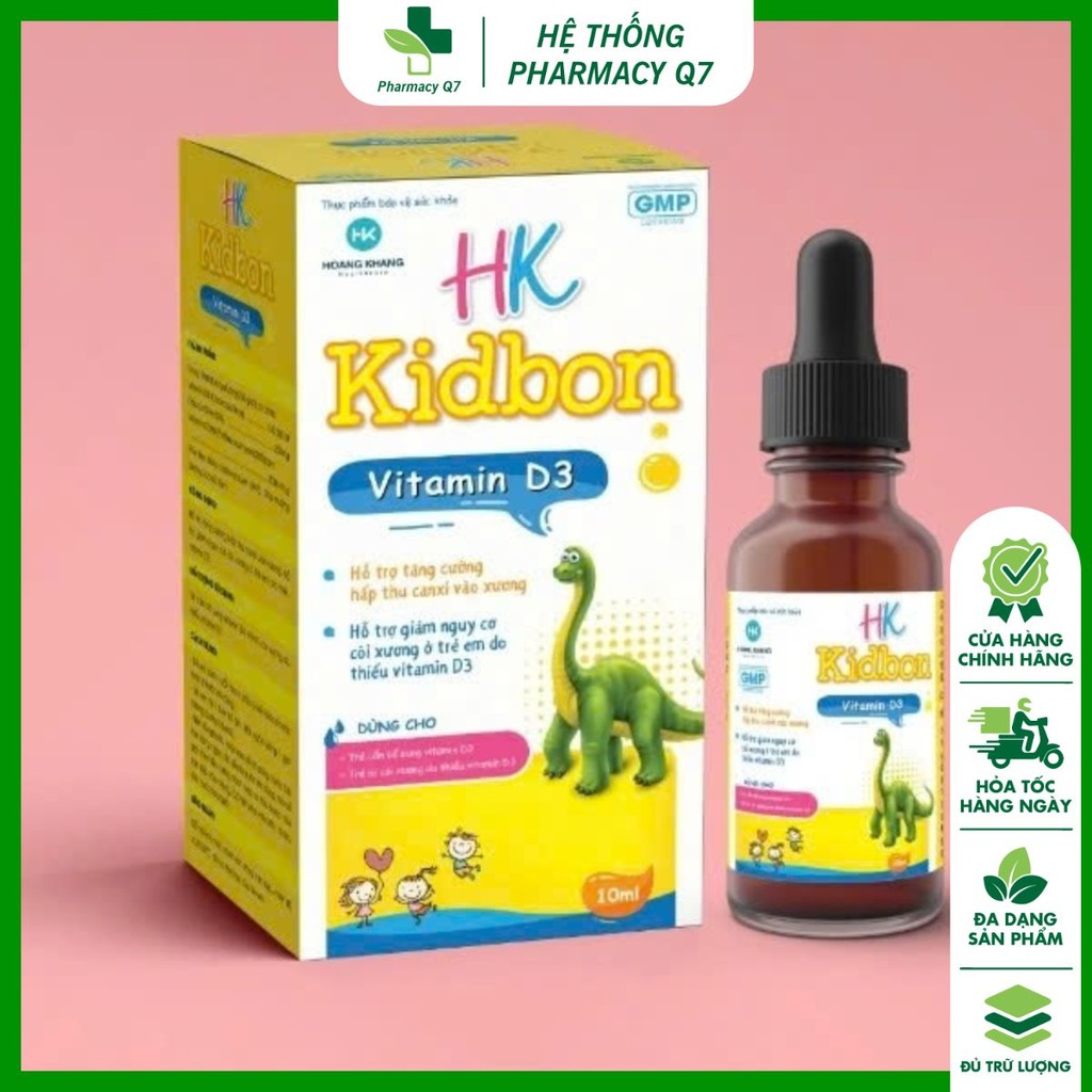 Vitamin D3 nhỏ giọt HK KIDBON - Tăng cường hấp thu Canxi, D3K2 vitamin D3 K2 HK giảm nguy cơ còi xươ