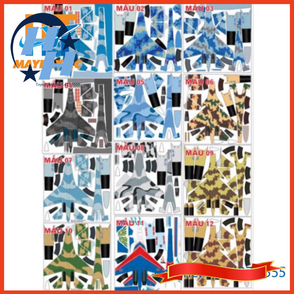 Decal máy bay su27, su37 sải cánh 75cm