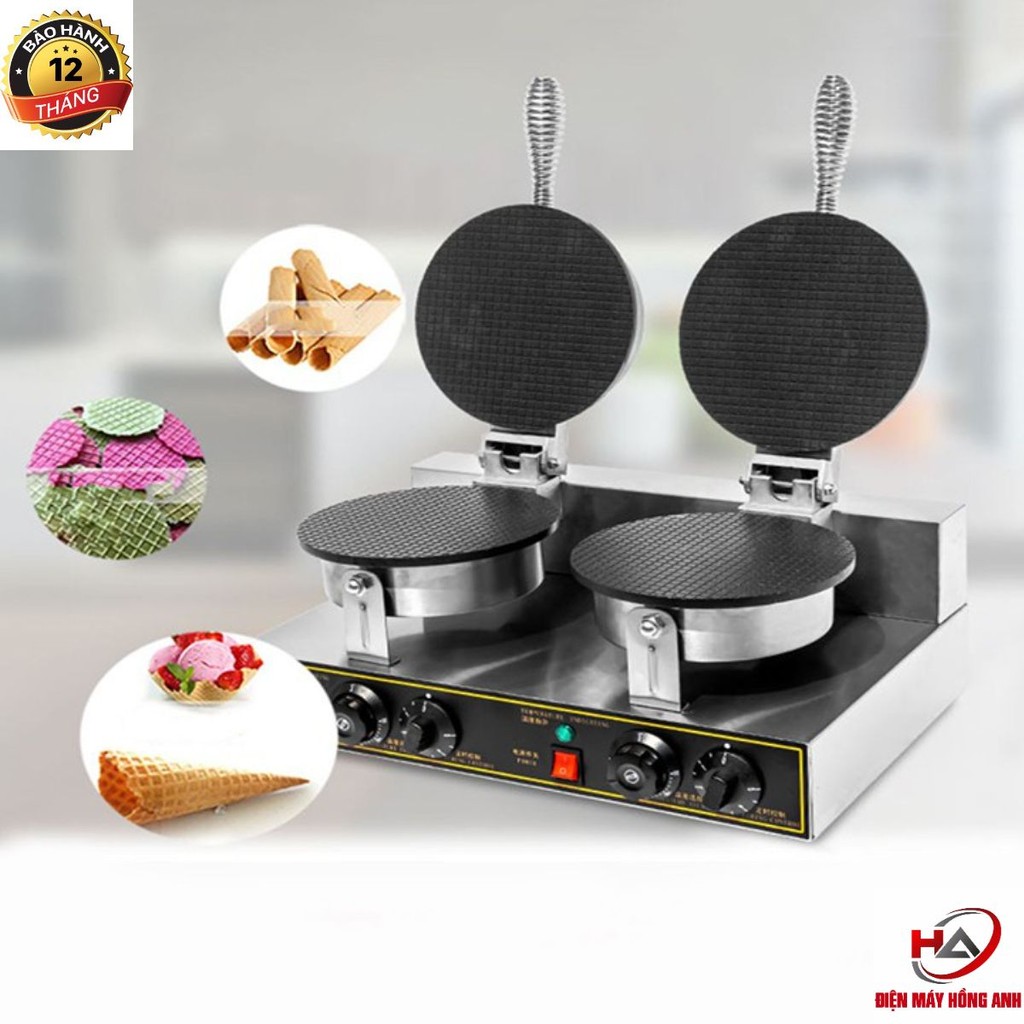 Máy làm bánh quế, vỏ kem ốc quế đôi