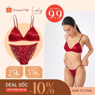 Set đồ lót Lụa màu đỏ quyến rũ và sang chảnh