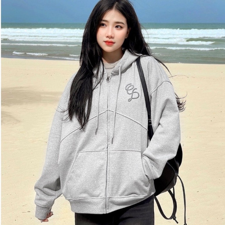 Áo Khoác Nỉ Hoodie Zip Overthinkinh Cinder Thêu Nổi Nam Nữ Form Rộng Unisex
