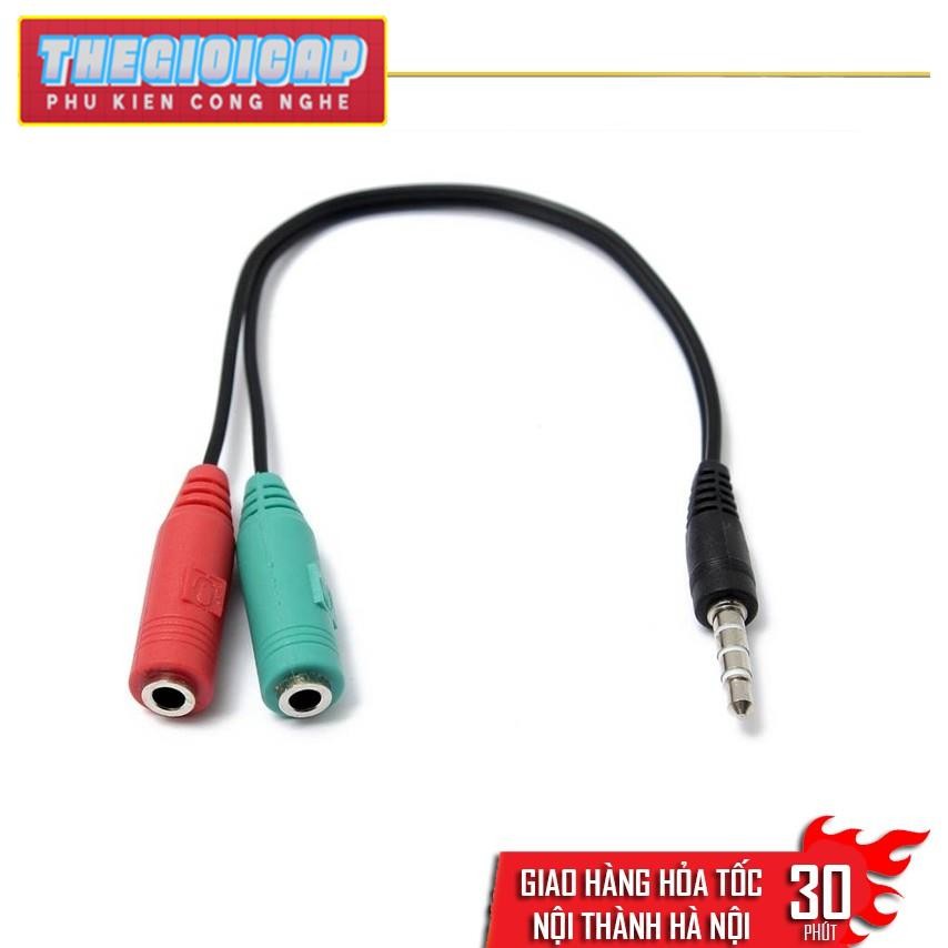 Cáp chia Audio 3.5mm ra mic và loa (xanh đỏ)