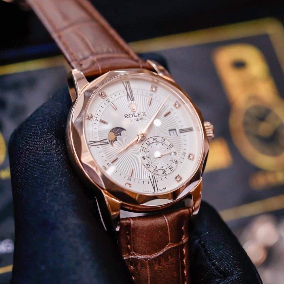 Đồng Hồ Cơ Nam Rolex Dây Da Chính Hãng   Chạy Full Kim Có Lịch Ngày Lịch Giờ Chống Nước Chống Xước T