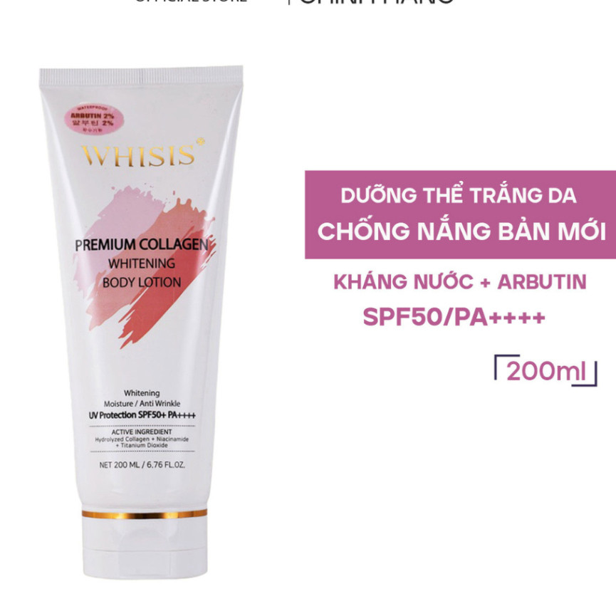 Kem Dưỡng Thể Trắng Da Chống Nắng WHISIS-Premium Collagen Whitening Body Lotion 200ml