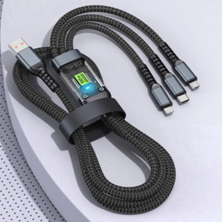 Cáp Sạc Nhanh , Dây Sạc Tự Ngắt Bọc Dù 100W Tích Hợp 3 Cổng Micro Usb Type C 3 In 1