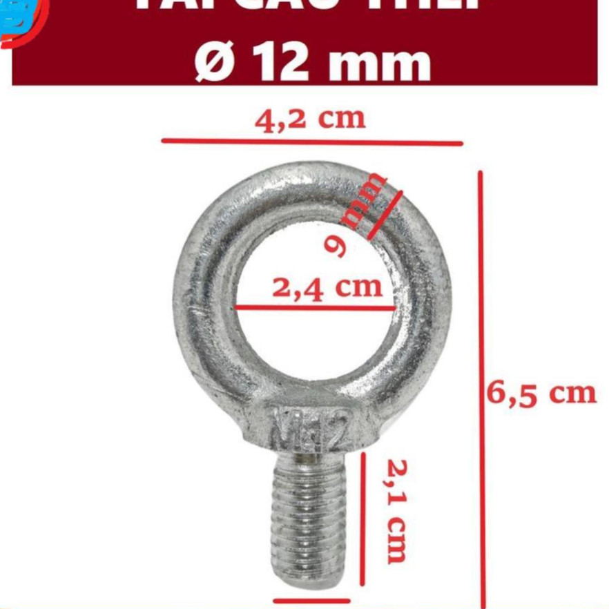 Tai cẩu thép, bulong tròn [ Phi 12mm ] Cáp Thép Thái Bình Vina
