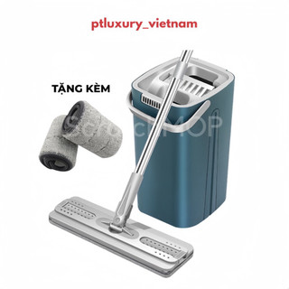 Bộ Chổi Lau Nhà PTLUXURY Có Chế Độ Tự Vắt 360 Độ Thông Minh Cao Cấp, Tặng 2 bông lau 