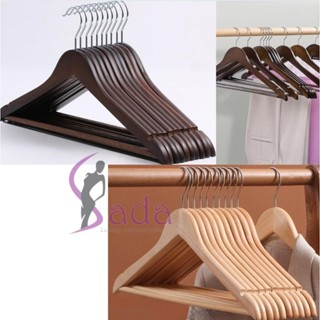 Combo 50 cái móc gỗ sồi vàng và nâu có thanh ngang dài 44cm người lớn mắc quần áo rẻ bền - sada shop