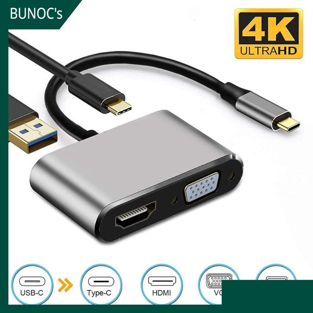 Cáp Chuyển Usb Type-C to HDMI + VGA + HUP 4k ARIGATO Đảm Bảo Chất Lượng PHỤ KIỆN BUNOC