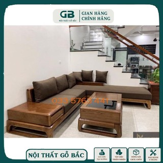 Ảnh thật sofa góc chân quỳ gỗ sồi nga - bộ bàn ghế phòng khách - sofa giường - ghế sofa - bộ ghế