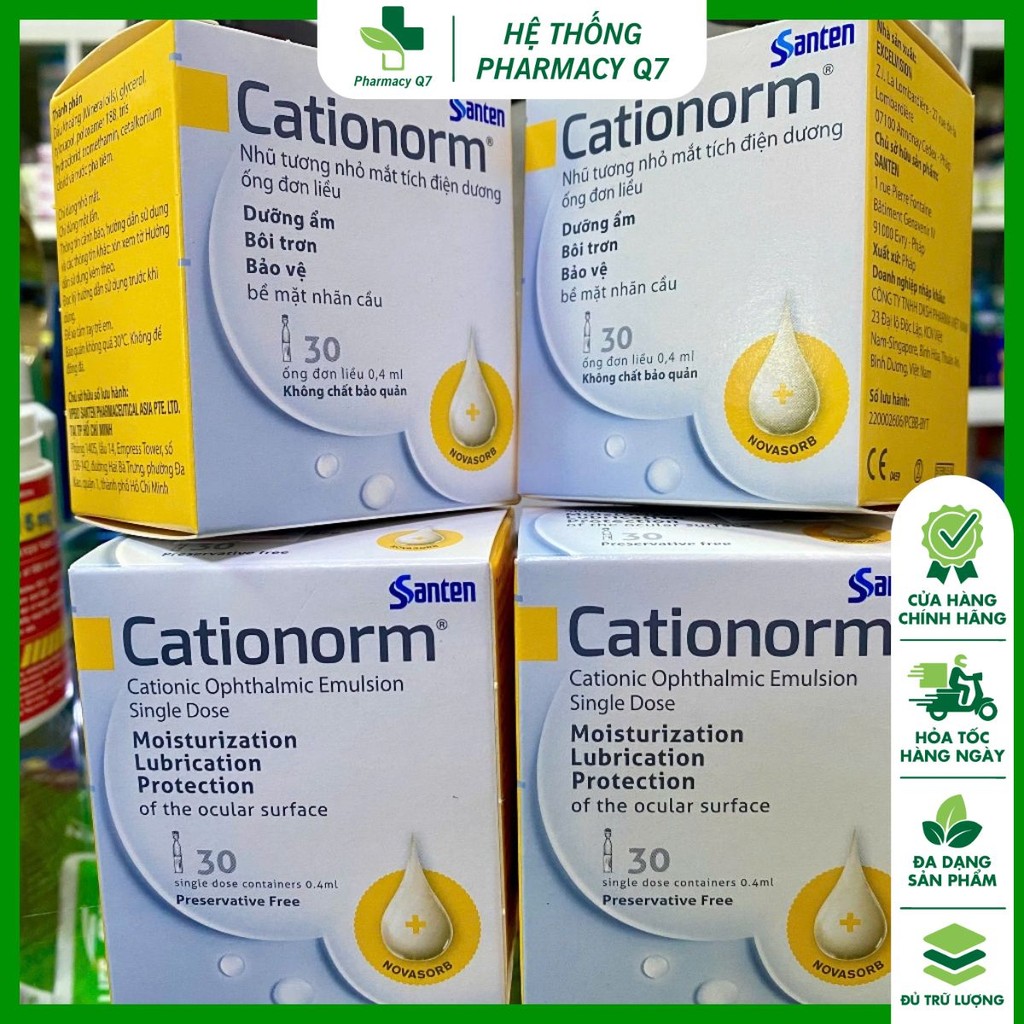 Cationorm. Hộp 30 ống, mỗi ống 0.4ml (Pháp)