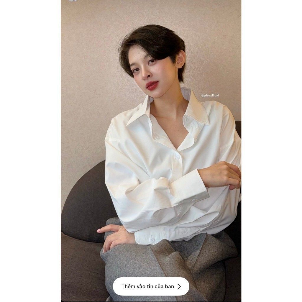 Áo sơ mi trắng nữ GILLEE dáng oversized, sơ mi form rộng vải kate Mỹ thanh lịch FAS291 | BigBuy360 - bigbuy360.vn