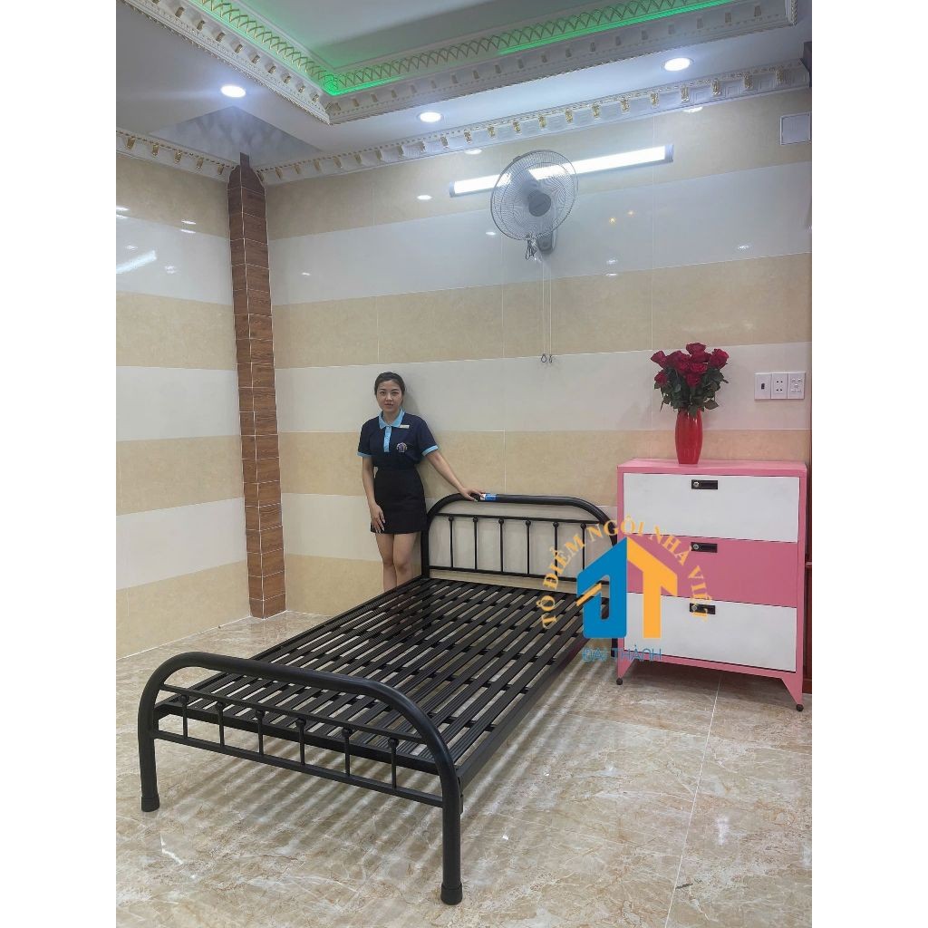 Giường sắt 1m8 trân châu cao cấp